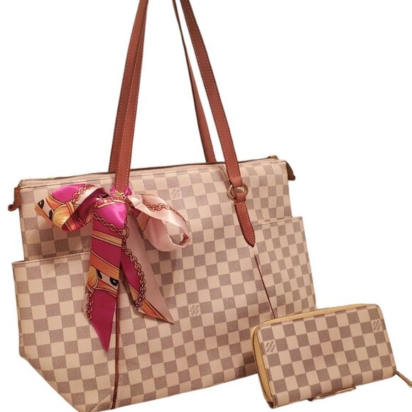 LV23-Louis Vuitton Damier Azur Totally + Wallet - Picture 1 of 4